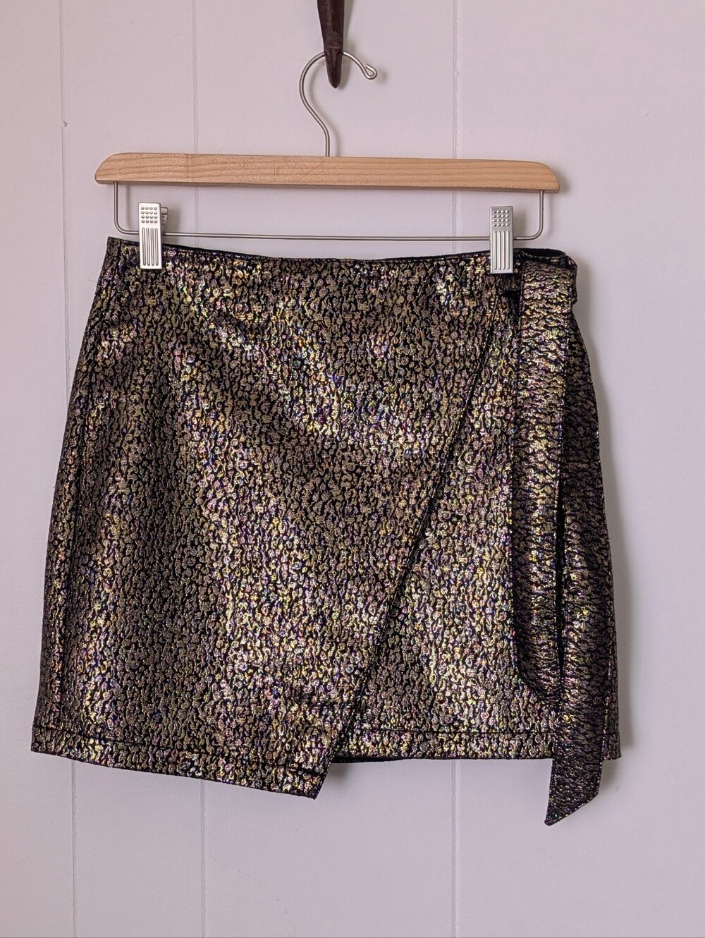 Metallic Gold And Purple Brocade Mini Skirt By Express 27"  Waist